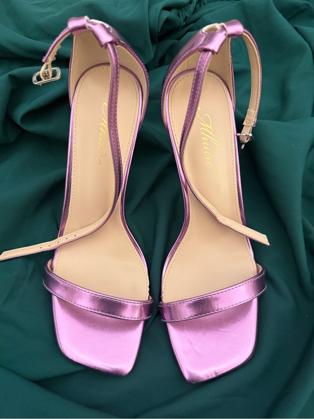 Size 7.5 - Metallic Lavender-Pink Ankle Strap Heels (4 inches)